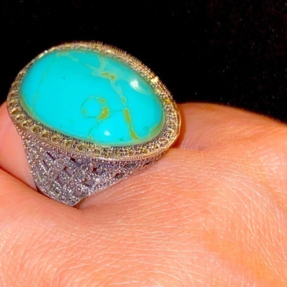 Massive ring blue ocean Sterling Silver 925 Turquoise ring unique design